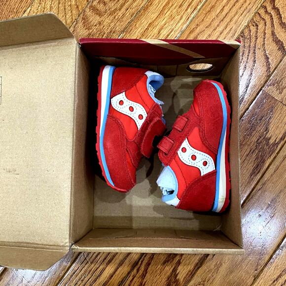 Saucony boys' Jazz Hook & Loop Baby Sneaker, Red/Blue Size 4M - Picture 3 of 7